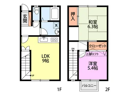 アビタシオン(2DK/1階)の間取り写真