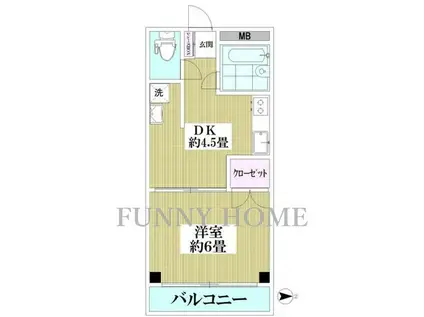 ドエル早崎(1DK/1階)の間取り写真