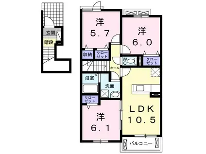 グレイスタウン丸領D(3LDK/2階)の間取り写真