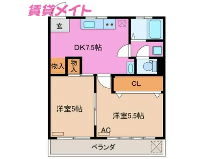 コーポグリーンFUKUTA(2DK/1階)の間取り写真