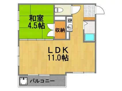セントポーリア拝島(1LDK/1階)の間取り写真