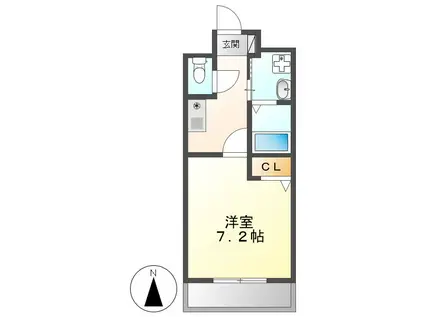 リベルテ北山(1K/3階)の間取り写真
