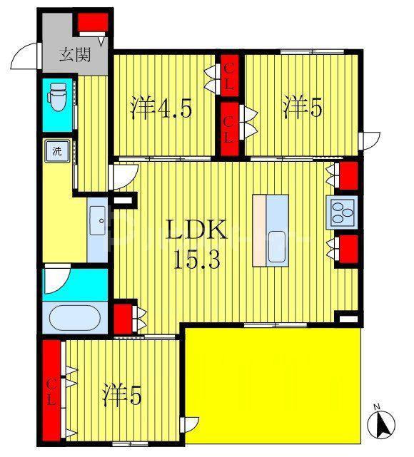 プランドール南流山(3LDK/3階)の間取り写真