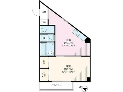 ビューハイツ土屋(1LDK/2階)の間取り写真