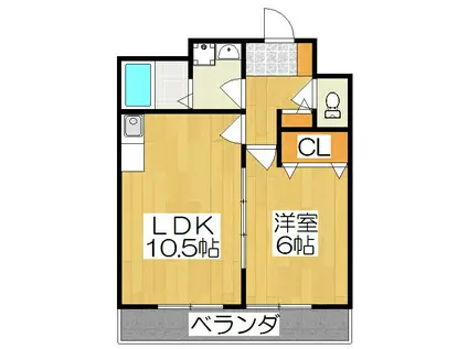 ルミエール菱川(1LDK/1階)の間取り写真