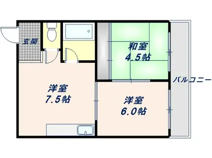 テラノコーポ(2DK/2階)の間取り写真