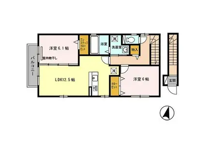 ソレーユ・コートA棟(2LDK/2階)の間取り写真