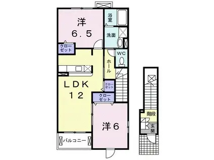 クローバー赤土 II(2LDK/2階)の間取り写真