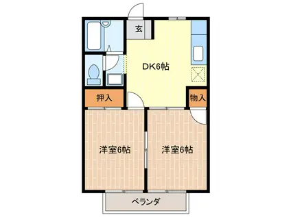 ハイツまついB(2DK/1階)の間取り写真