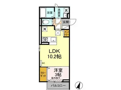 D-PREMIER大学南 201(1LDK/2階)の間取り写真