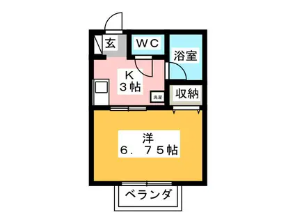 中央コータース二番館(1K/1階)の間取り写真