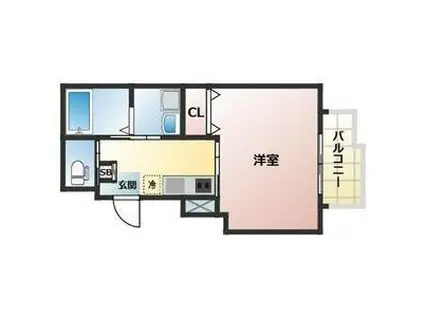 ALEGRIA東二見(1K/2階)の間取り写真