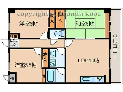 グラシア魚住(3LDK/3階)の間取り写真