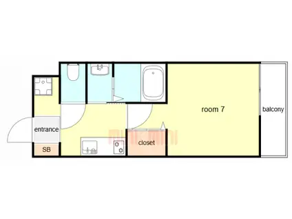 AILE南塚口V(1K/1階)の間取り写真