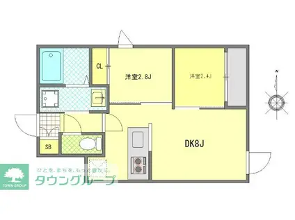 MONOLITH錦糸町(2DK/2階)の間取り写真