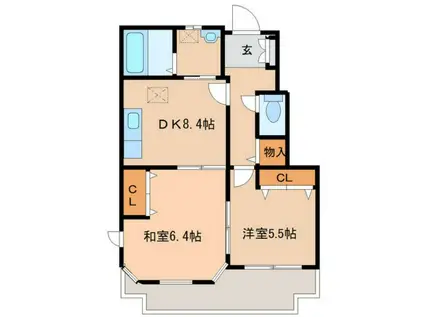 トレステーラUSA B(2DK/1階)の間取り写真