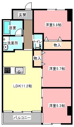 アルコリバーサイド(3LDK/4階)の間取り写真
