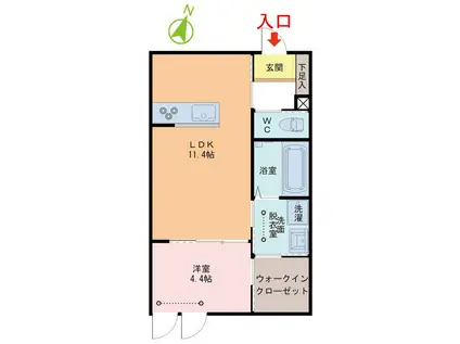 クレイス(1LDK/1階)の間取り写真