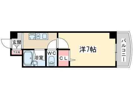 ノルデンハイムリバーサイド天神橋(1K/7階)の間取り写真