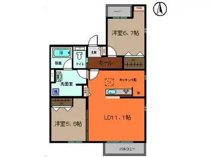 TレジデンスIII(2LDK/1階)の間取り写真
