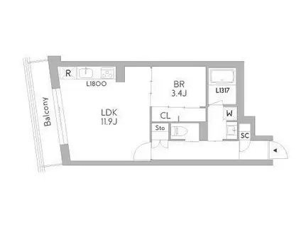 GRANDUO荻窪3(1LDK/4階)の間取り写真