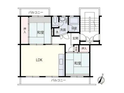 笠幡グリーンパーク13号棟(2LDK/2階)の間取り写真