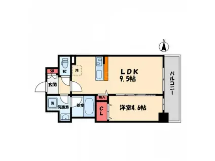 FUKU島之内(1LDK/2階)の間取り写真