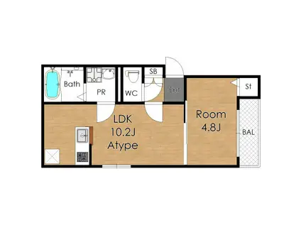 メゾンみけ蛍池(1LDK/3階)の間取り写真