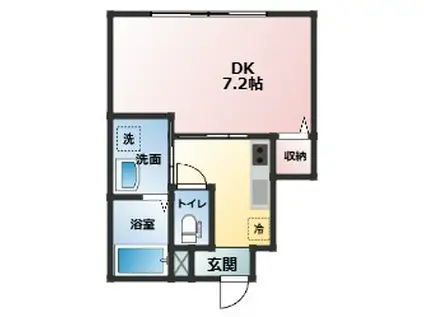 シャンテ四ツ井(1K/1階)の間取り写真