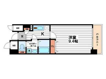 アヴェニール北浜(1K/6階)の間取り写真