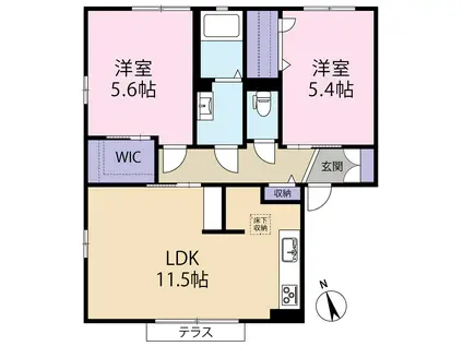 ソレイユ三苫A(2LDK/1階)の間取り写真