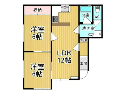M&MハイツC棟(2LDK/1階)の間取り写真