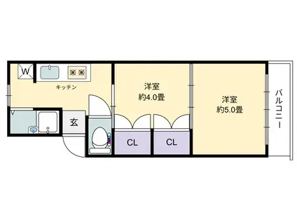 オーナーズマンション(2K/4階)の間取り写真