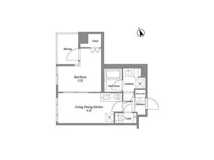 エネシャル代官山(1DK/6階)の間取り写真