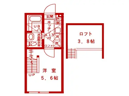 アルプス港南中央(1K/2階)の間取り写真