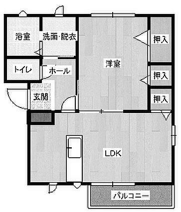 ユーガイアI(1LDK/1階)の間取り写真