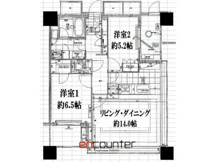 OWL TOWER(2LDK/23階)の間取り写真