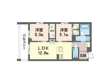 コン・フィオーレ(2LDK/3階)の間取り写真