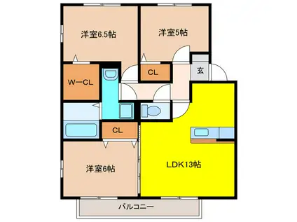 コウジィーコート(3LDK/2階)の間取り写真