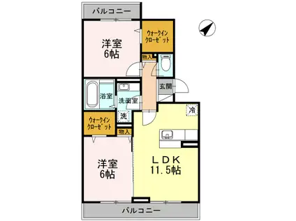 ヤマザキコーポラス(2LDK/2階)の間取り写真