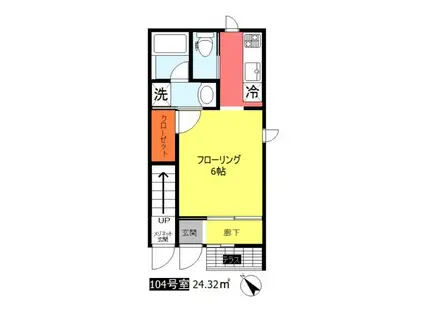 グランディール東雪谷(1K/1階)の間取り写真