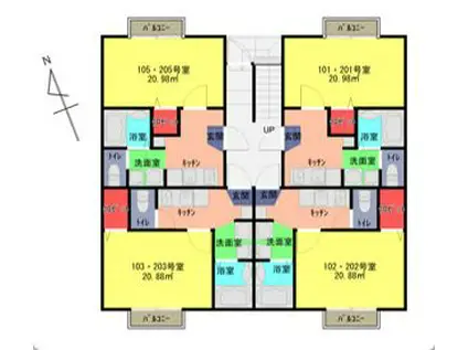 ウィスタリア 春日部(1K/1階)の間取り写真