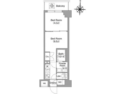 BPRレジデンス大島(1DK/4階)の間取り写真