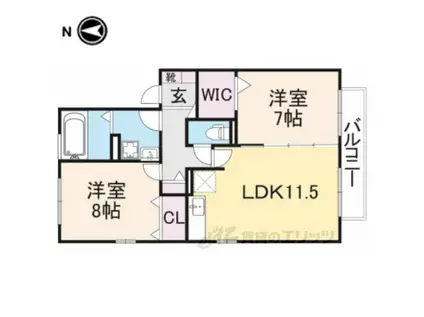 シャルマン高畑(2LDK/2階)の間取り写真