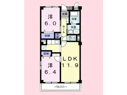 ノ-ブルスピリット(2LDK/3階)の間取り写真