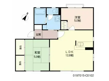 花ぞ野ローズガーデンC棟(2LDK/1階)の間取り写真