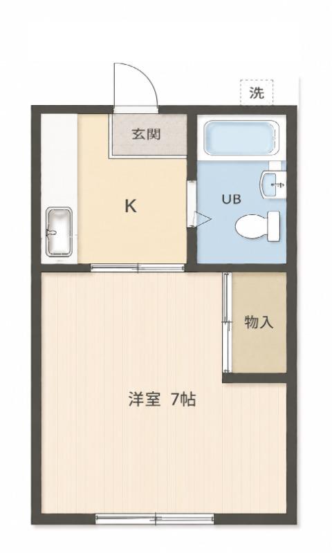 プレステージ伊勢原(1K/2階)の間取り写真