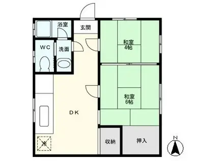 カイツ2(2DK/2階)の間取り写真