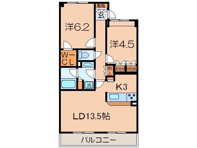 S-FORT横浜青葉台(2LDK/5階)の間取り写真