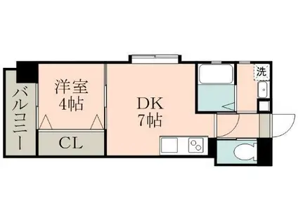 エルシオン平之町(1DK/9階)の間取り写真